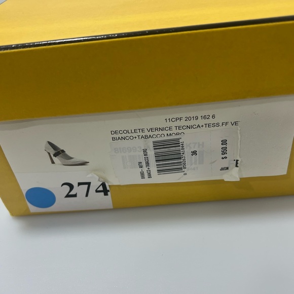 Fendi Wo Patent Neoprene Mary Jane Pumps Heels White Women’s EU 36/US 6 - Picture 11 of 11